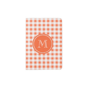Orange and White Gingham, Your Monogram Passport Holder