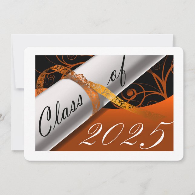 Orange and White Graduation Announcement (Front)
