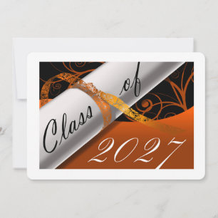Orange and White Graduation Announcement