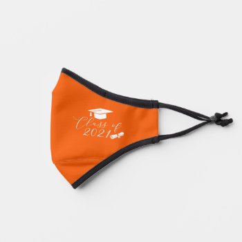 Orange And White Graduation Class Of 2021 Premium Face Mask by thepixelprojekt at Zazzle