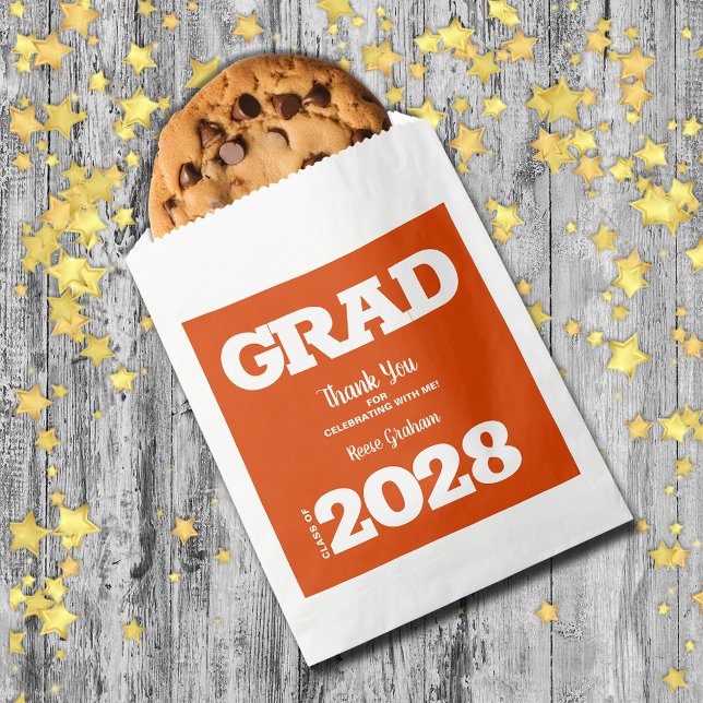 Orange and White Graduation Party Favor Bag (Orange and White Graduation Party Treat Favor Bags)