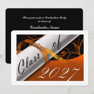 Orange and White Graduation Party Invitation