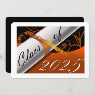 Orange and White Graduation Party Invitation