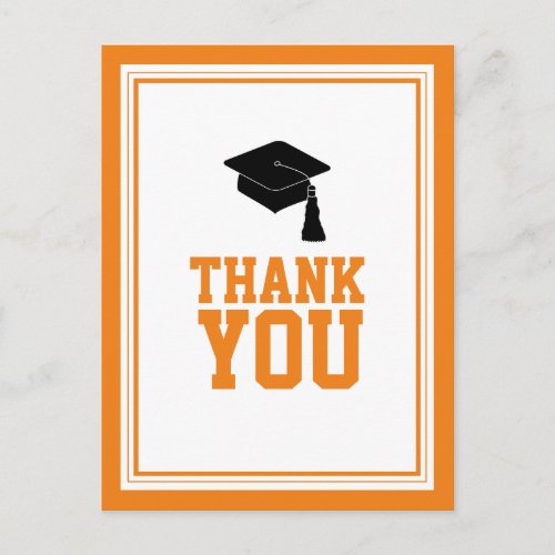 Orange and White Graduation Party Thank You Postcard