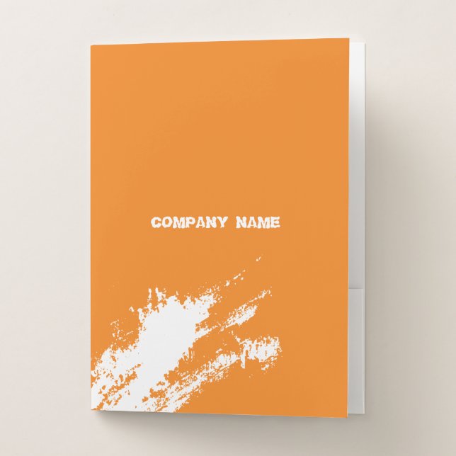 Orange and White Grunge Splashed Paint Smudge Pocket Folder (Front)