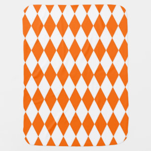Orange and White Harlequin Diamonds Check Design  Baby Blanket