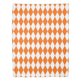 Orange and White Harlequin Diamonds Check Design Duvet Cover