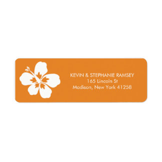 Orange and White Hibiscus Flower Label