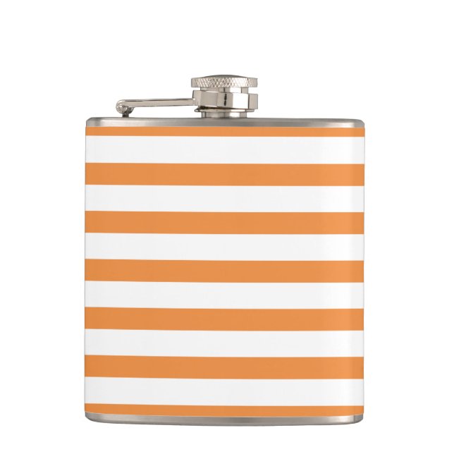 Orange and White Horizontal Stripe Flask (Front)
