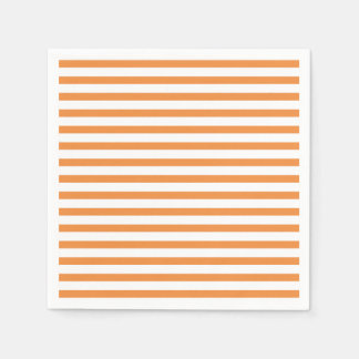 Orange and White Horizontal Stripe Paper Napkins