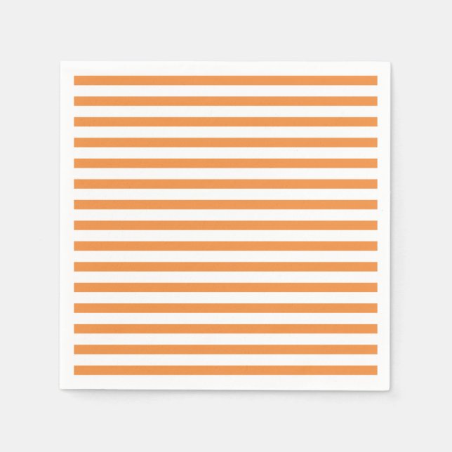 Orange and White Horizontal Stripe Paper Napkins (Front)