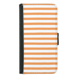 Orange and White Horizontal Stripe Wallet Phone Case For Samsung Galaxy S5