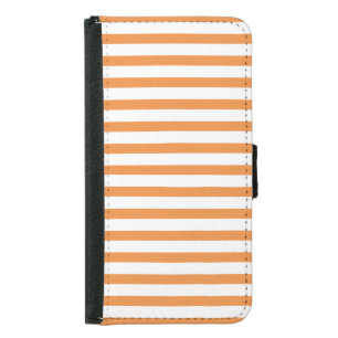 Orange and White Horizontal Stripe Wallet Phone Case For Samsung Galaxy S5