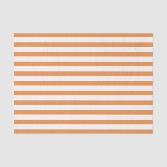 Orange and White Horizontal Stripe Tissue Paper (Front)