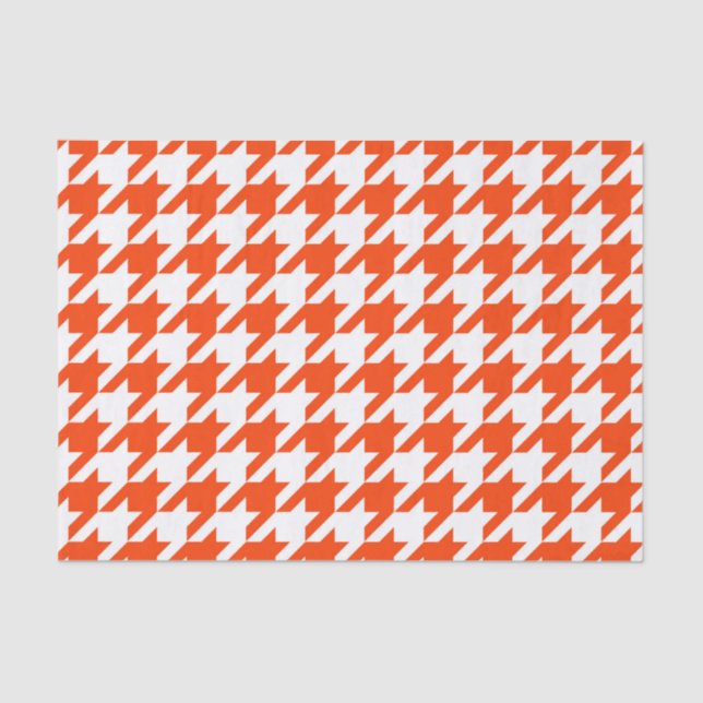 Orange and White Houndstooth Check Tissue Paper (Front)