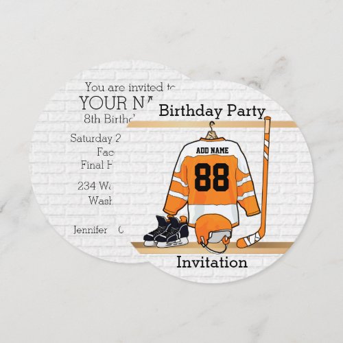 Ice Hockey Jersey Birthday party invitations