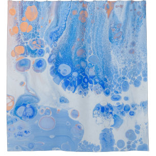 Orange and white jellyfish in water shower curtain