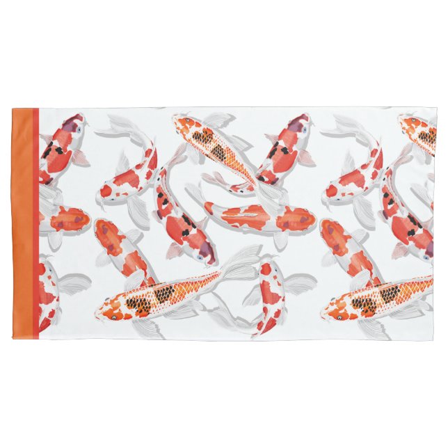 Orange and white koi fish pillow case (Front-Left)