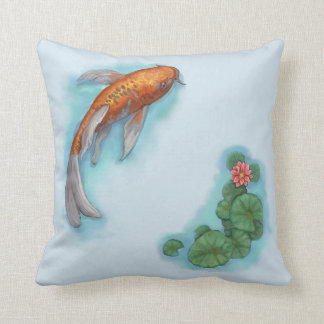 Orange and White Koi Fish Throw Pillow