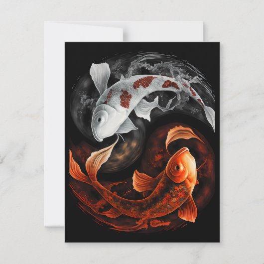 Orange And White Lucky Koi Fish Japan Art (Front)