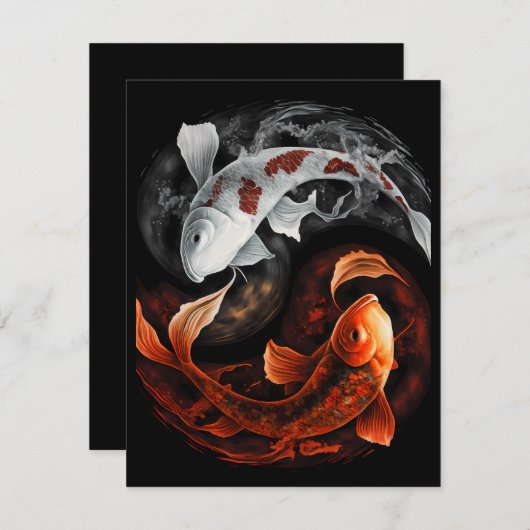 Orange And White Lucky Koi Fish Japan Art (Front/Back)