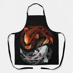 Orange And White Lucky Koi Fish Japan Art Apron