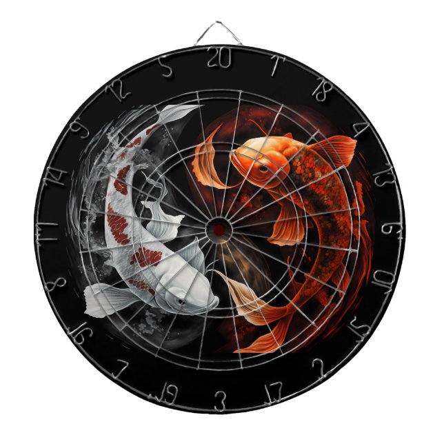 Orange And White Lucky Koi Fish Japan Art Dart Board (Front)