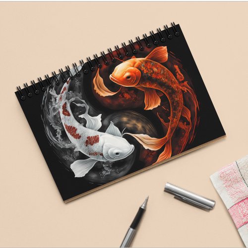 Orange And White Lucky Koi Fish Japan Art Notebook