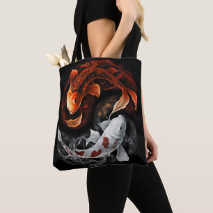 Orange And White Lucky Koi Fish Japan Art Tote Bag
