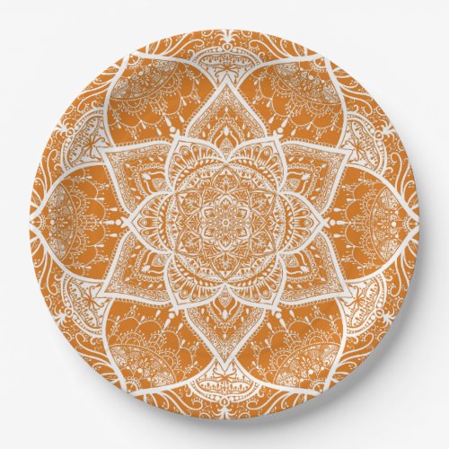 Orange and White Mandala _ Loergann in Pumpkin Paper Plates