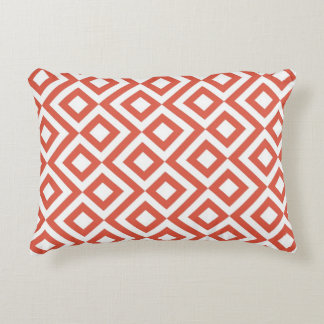 Orange and White Meander Decorative Pillow