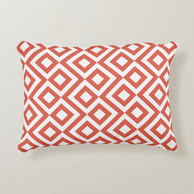Orange and White Meander Decorative Pillow (Front)