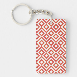 Orange and White Meander Keychain