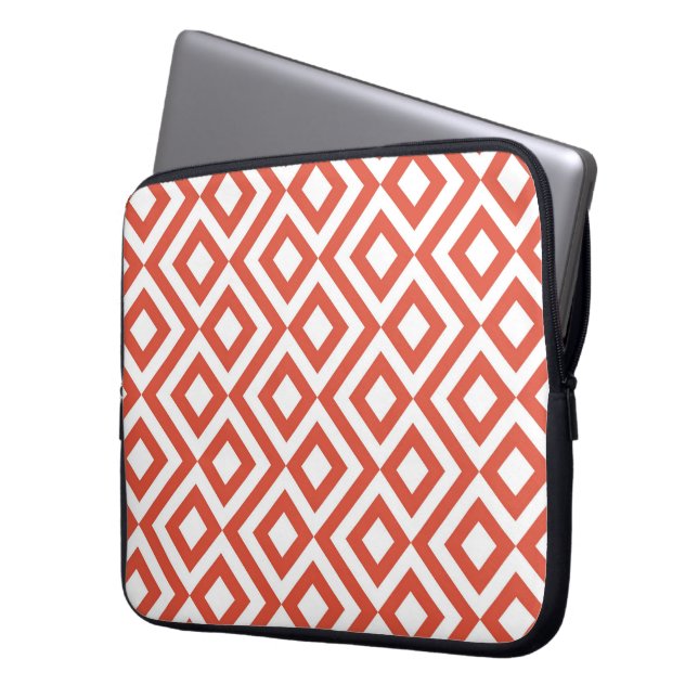 Orange and White Meander Laptop Sleeve (Front Left)