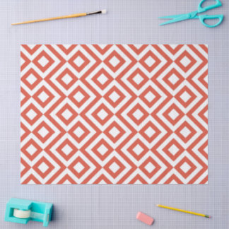 Orange and White Meander Tissue Paper