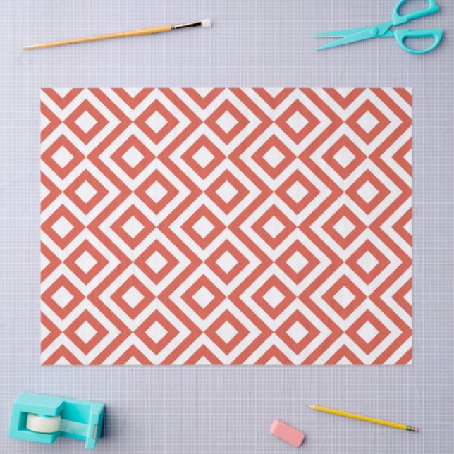 Orange and White Meander Tissue Paper (Craft)