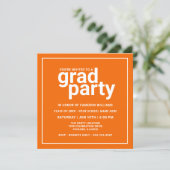 Orange and White Modern Basic Grad Party Invitation (Standing Front)