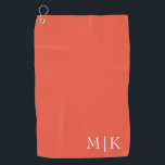 Orange and White | Modern Monogram Golf Towel<br><div class="desc">This modern design features a rich Orange background,  with your initials in bold white text for a look that is simple and stylish,  yet professional.</div>