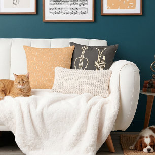 Orange and white Musical Throw Pillow