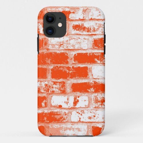 Orange and White Old Brick Wall 2 iPhone 11 Case