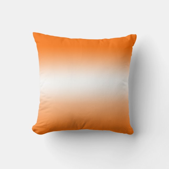 Orange and White Ombre Throw Pillow (Front)
