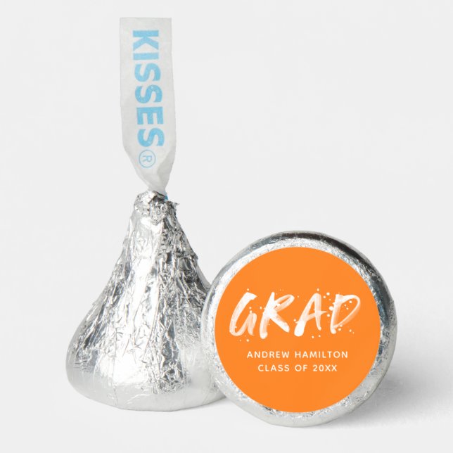 Orange and White Paint Splatter Graduation Hershey®'s Kisses® (Front)