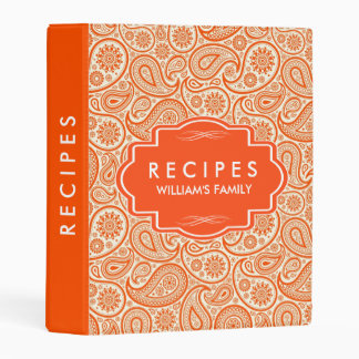 Orange And White Paisley Pattern Mini Binder
