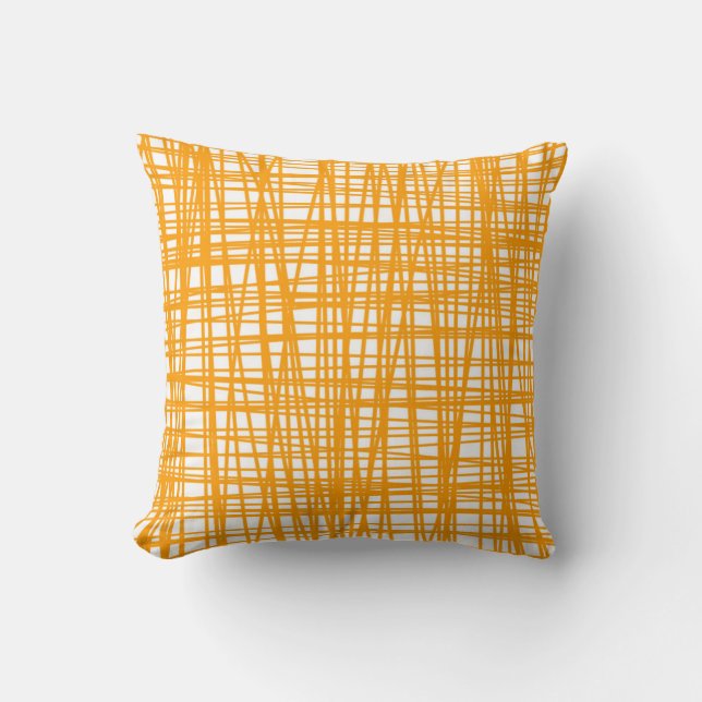 Orange and white pattern throw pillow (Front)