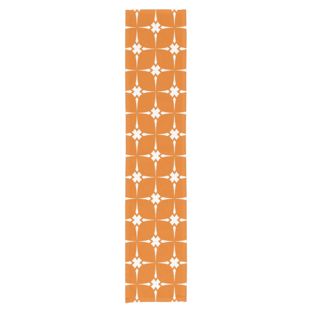 Orange And White Patterned Short Table Runner (Front)
