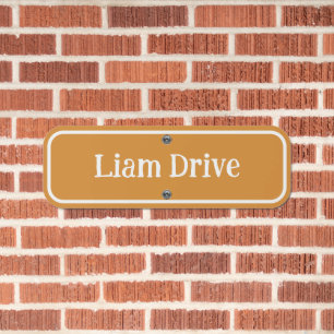 Orange and White Personalized Childs Name Street Metal Sign