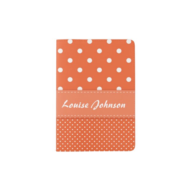 Orange and White Polka Dot Passport Holder (Front)
