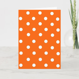 Orange and White Polka Dot Pattern Blank Card