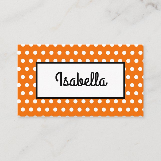 Orange and White Polka Dot Thanksgiving Place Card (Front)