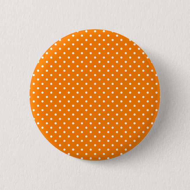 Orange and White Polka Dots Button (Front)